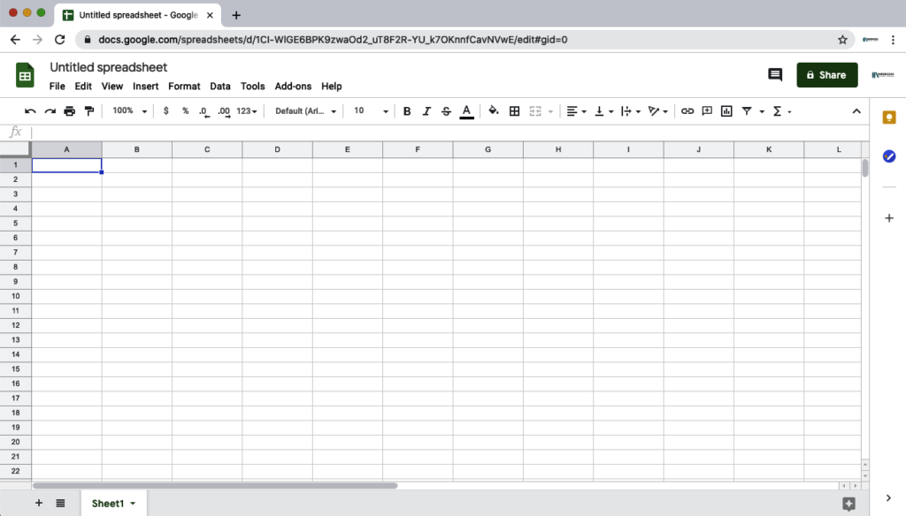 Blank Google Sheet